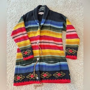 Vintage Westbound multicolored striped shawl collar  hand-knit cardigan Size S